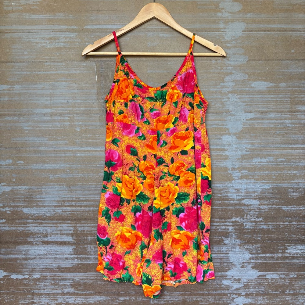 Jams World Rose Floral Romper Summer Vacation Resort Preppy Boho Womens S
